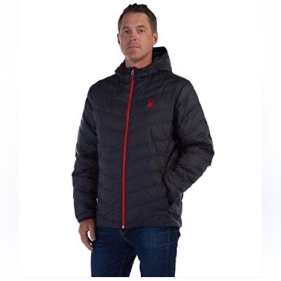 NWT MEN'S SPYDER NEXUS PUFFER JACKET (INSULATED) BLACK AND RED - Picture 1 of 10